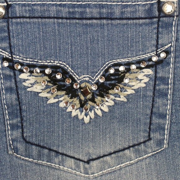 Red Rivet Boot Cut Jeans - Picture 5 of 6